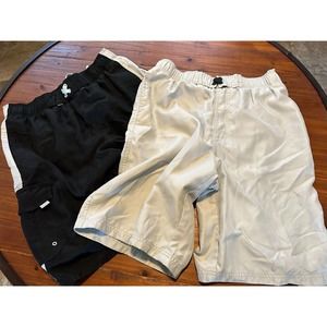 O'Rageous Bathing Suits Swimwear Set of 2. Black/ Cream Men's Size Medium CLEAN